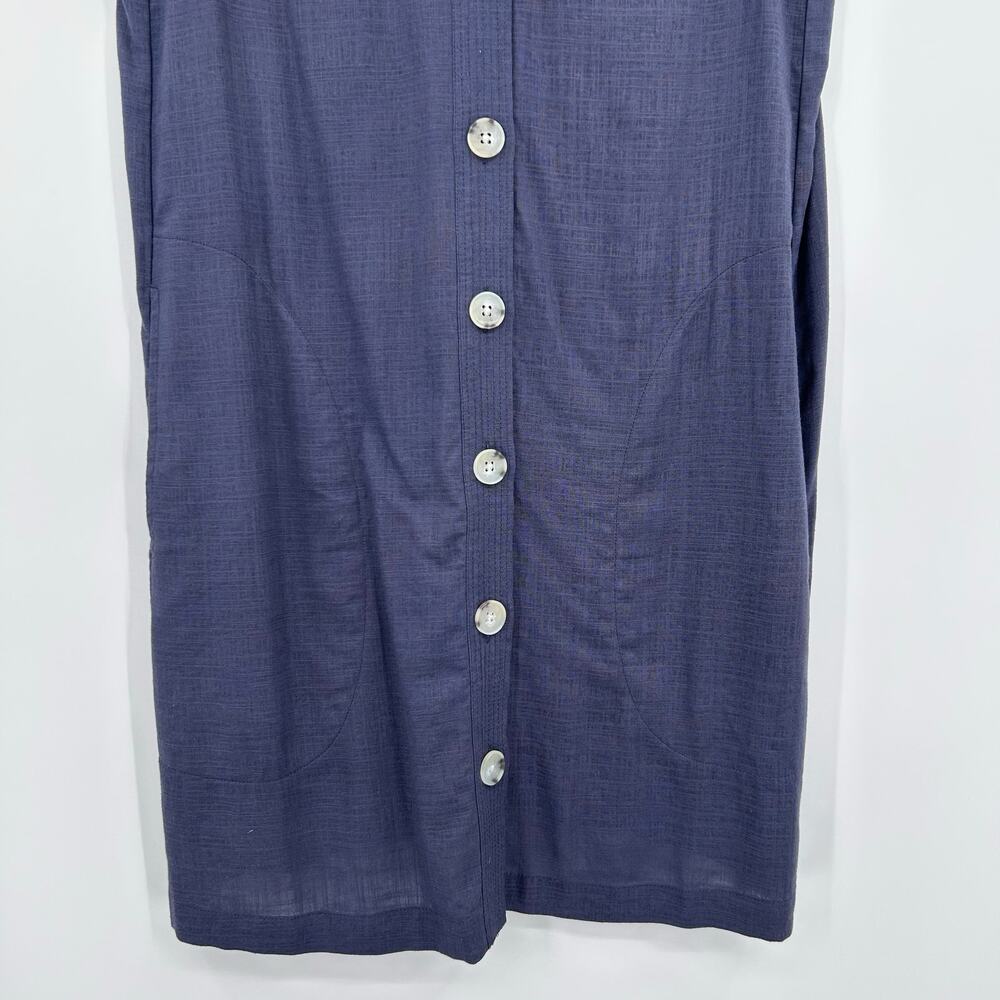 Splendid Linen Blend Button Front Shift Dress Blue Sleeveless M Lightweight - Picture 5 of 12